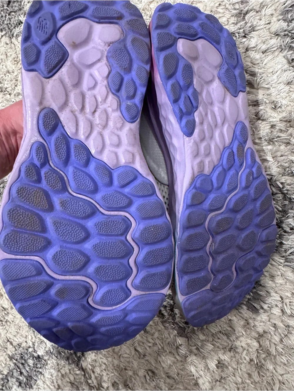 New Balance Kids Light Gray Sneakers with Pastel Purple & Blue Accents